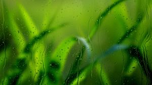 Preview wallpaper grass, glass, rain, drops