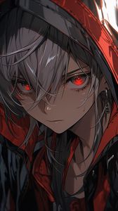 Preview wallpaper guy, eyes, hood, art, anime