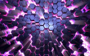 Preview wallpaper honeycomb, glow, volume