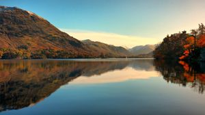 Preview wallpaper horizon, mountains, nature, lake, trees