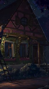 Preview wallpaper house, fairy tale, art, light, night