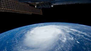 Preview wallpaper hurricane, iss, earth, clouds, element