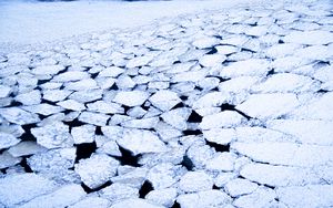 Preview wallpaper ice, fragments, snow, river, winter, white