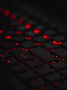 Preview wallpaper keyboard, backlight, red, glare, bokeh