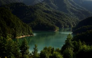 Preview wallpaper lake, mountains, trees, landscape, italy