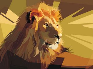 Preview wallpaper lion, art, vector, lines, stripes