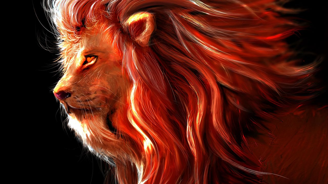 Wallpaper lion, big cat, art, predator, king of beasts