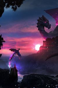 Preview wallpaper magician, dragon, art, magic, fantasy