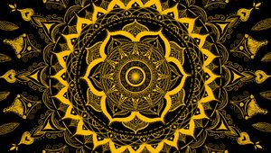 Preview wallpaper mandala, pattern, abstraction, tangled, yellow