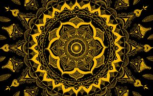 Preview wallpaper mandala, pattern, abstraction, tangled, yellow