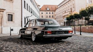 Preview wallpaper mercedes benz, car, retro, rear view, black