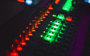 Preview wallpaper mixing console, backlight, dj, electronic device, glare