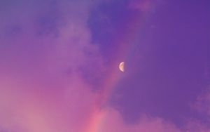 Preview wallpaper moon, rainbow, clouds, sky, purple