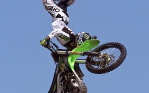 Preview wallpaper motorcycle, bike, biker, motorcyclist, motocross, sky