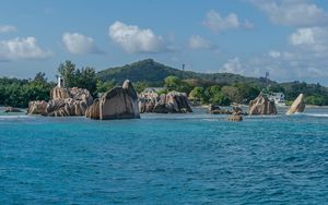 Preview wallpaper mountain, sea, rocks, landscape