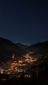 Preview wallpaper mountains, night, building, sky