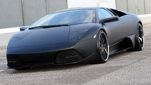 Preview wallpaper murcielago, tuning, black, matte, front view