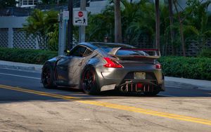 Preview wallpaper nissan 370z, nissan, car, gray, tuning, road