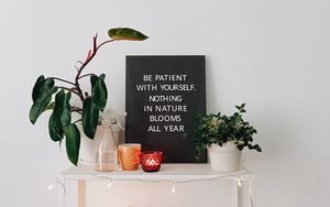 Preview wallpaper patience, inscription, wisdom, plants, aesthetics