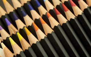 Preview wallpaper pencils, macro, wooden, colorful