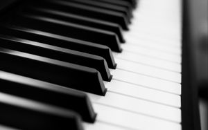 Preview wallpaper piano, keys, black and white, music, blur