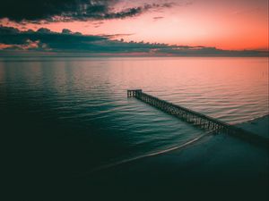 Preview wallpaper pier, dock, sea, dusk, shore