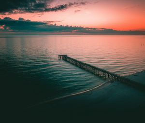 Preview wallpaper pier, dock, sea, dusk, shore