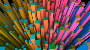 Preview wallpaper pillars, squares, volume, colorful, 3d