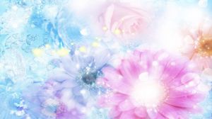 Preview wallpaper pink, blue, flowers, blurred, background, effects