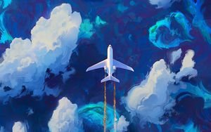 Preview wallpaper plane, sky, art, flight, clouds