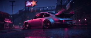 Preview wallpaper porsche 911 carrera rsr, porsche, sports car, old, tuning, night, neon