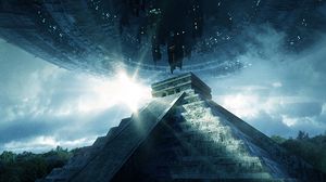 Preview wallpaper pyramid, ufo, aliens, visit, contact, extraterrestrial, civilization