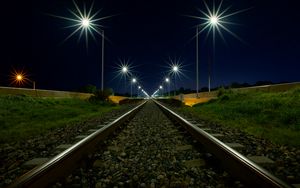 Preview wallpaper railroad, lights, light, gravel