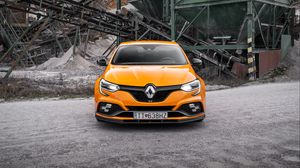 Preview wallpaper renault megane, renault, car, yellow, front view