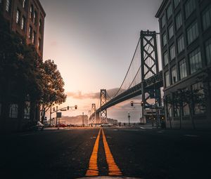 Preview wallpaper road, marking, bridge, building, san francisco, united states