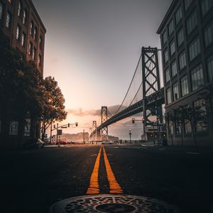 Preview wallpaper road, marking, bridge, building, san francisco, united states