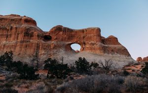 Preview wallpaper rock, arch, nature, landscape, bushes