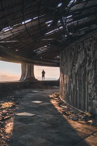 Preview wallpaper ruins, man, loneliness, buzludzha, bulgaria