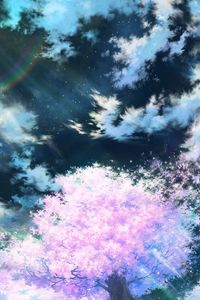 Preview wallpaper sakura, art, sky, anime, pink