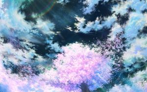 Preview wallpaper sakura, art, sky, anime, pink