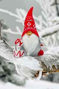 Preview wallpaper santa claus, new year, figurine, christmas, snow, ice, toy