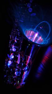 Preview wallpaper saxophone, lighting, abstraction, musical instrument