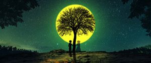 Preview wallpaper silhouettes, love, tree, night