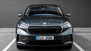 Preview wallpaper skoda enyaq, skoda, car, gray, front view