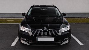 Preview wallpaper skoda superb 3, skoda, car, front view, black