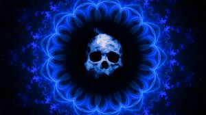 Preview wallpaper skull, gothic, patterns, blue, dark background