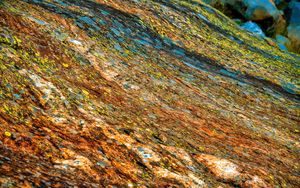 Preview wallpaper slope, fallen leaves, autumn, stones, relief