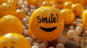 Preview wallpaper smile, balls, inscription, text, positive, motivation