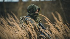 Preview wallpaper sniper, rifle, camouflage, grass, army