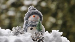 Preview wallpaper snowman, snow, figurine, toy, new year, christmas